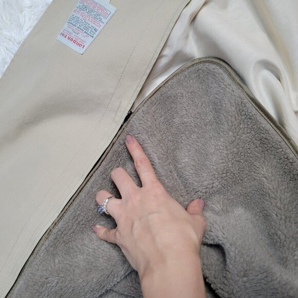 Vintage Khaki Tan London Fog Trench Coat - Size14P - Picture 6 of 12